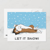 シェットランドシェプドッグレットユノーシェットランド・ シープドッグドッグホリデー シーズンポストカード (正面/裏面)