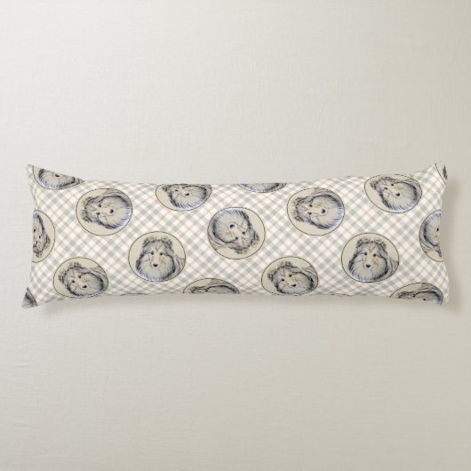 シェットランドシェプドッグ絵を描子犬のシェットランド・ シープドッグドッグアート ボディピロー (正面)