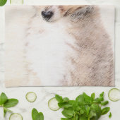 シェットランドシェプドッグ絵画子犬のオリジナルドッグアート キッチンタオル (折り畳み)