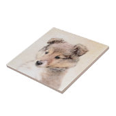 シェットランドシェプドッグ絵画子犬のオリジナルドッグアート タイル (側面)