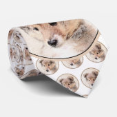 シェットランドシェプドッグ絵画子犬のオリジナルドッグアート ネクタイ (ロール)