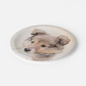 シェットランドシェプドッグ絵画子犬のオリジナルドッグアート ペーパープレート (アングル)