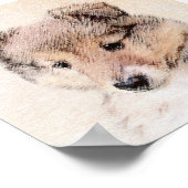 シェットランドシェプドッグ絵画子犬のオリジナルドッグアート ポスター (角)