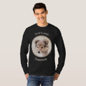 シェットランドシェプドッグ絵画子犬のオリジナルドッグアート Tシャツ (正面フル)