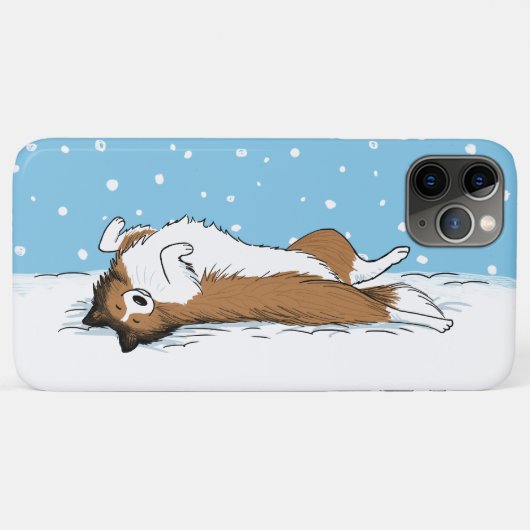 シェットランドシェプドッグ雪犬 – ハッピーシェットランド・ シープドッグ冬 Case-Mate iPhoneケース (裏面(横))