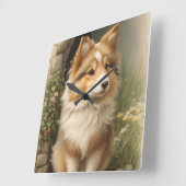 シェットランドシェプドッグ スクエア壁時計 (傾斜)