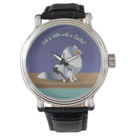 シェットランドシェプドッグ：ブルーメルレシェットランド・ シープドッグオン紫 腕時計