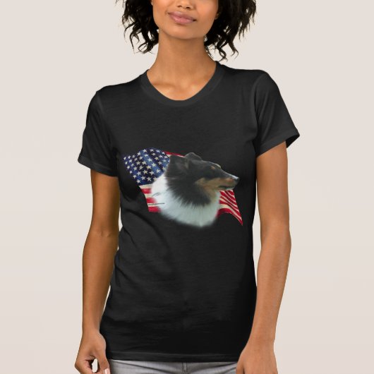 シェットランドシェプドッグ(三)国旗 Tシャツ (正面)