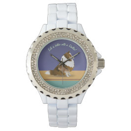 シェットランドシェプドッグ：紫と緑のセーブルシェットランド・ シープドッグ 腕時計