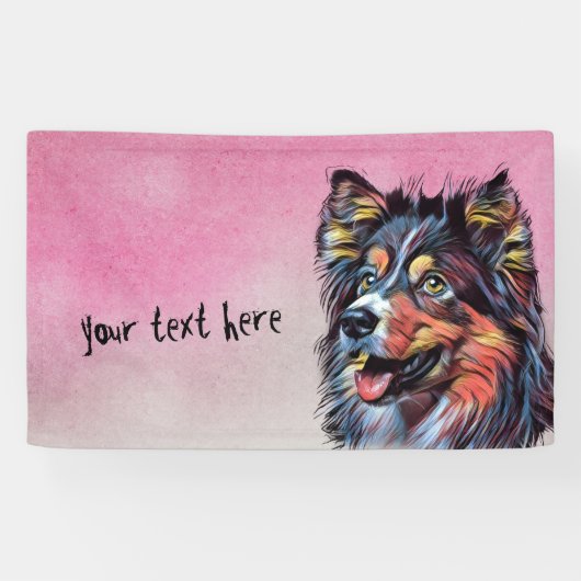 シェットランドシープドッグの絵のカスタムバナー 横断幕 (横)