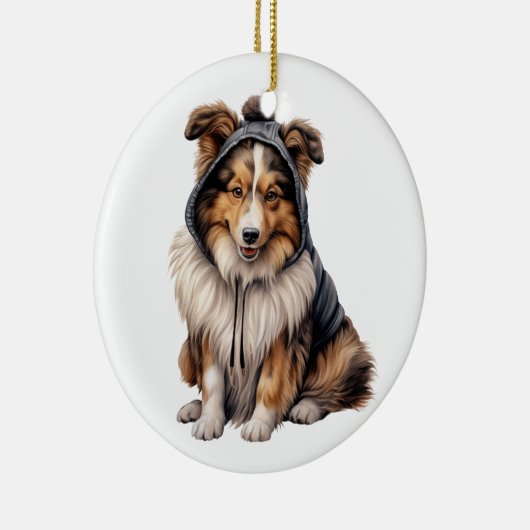 シェットランドパーソナライズされたシェプドッグ犬 セラミックオーナメント (右)