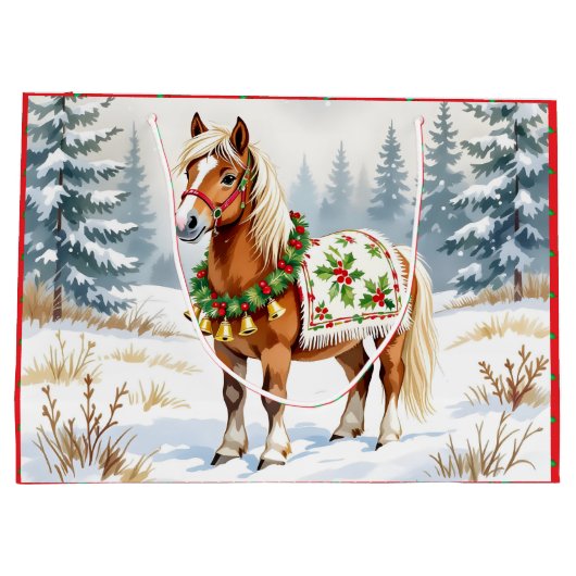 シェットランドポニーとホリークリスマスメディア抱き枕 ラージペーパーバッグ (裏面)