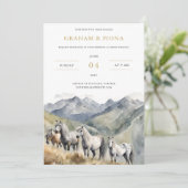 シェットランドポニーの水彩招待状 招待状 (スタンド正面)