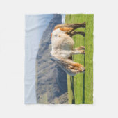 シェットランドポニーの牧草地の高い崖の近く フリースブランケット (正面)