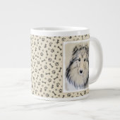 シェットランド絵画シェプドッグの写真 – かわいいオリジナルドッグアート ジャンボコーヒーマグカップ (正面右)