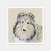 シェットランド絵画シェプドッグの写真 – かわいいオリジナルドッグアート スタンダードカクテルナプキン (正面)