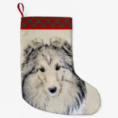 シェットランド絵画シェプドッグの写真 – かわいいオリジナルドッグアート スモールクリスマスストッキング (正面)