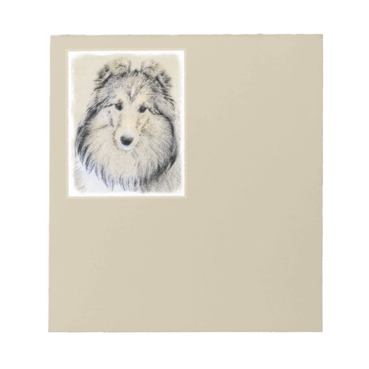 シェットランド絵画シェプドッグの写真 – かわいいオリジナルドッグアート ノートパッド (正面)