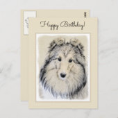 シェットランド絵画シェプドッグの写真 – かわいいオリジナルドッグアート ポストカード (正面/裏面)
