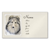 シェットランド絵画シェプドッグの写真 – かわいいオリジナルドッグアート マグネット名刺 (正面)
