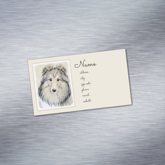 シェットランド絵画シェプドッグの写真 – かわいいオリジナルドッグアート マグネット名刺 (インサイチュ)