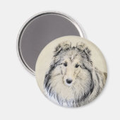 シェットランド絵画シェプドッグの写真 – かわいいオリジナルドッグアート マグネット (正面/裏面)