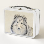 シェットランド絵画シェプドッグの写真 – かわいいオリジナルドッグアート メタルランチボックス (正面)