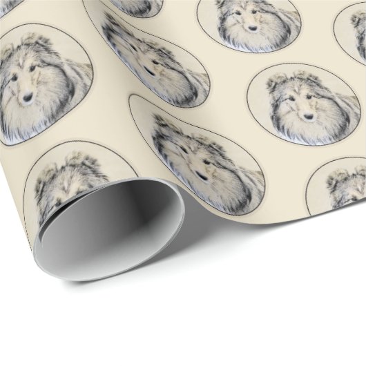 シェットランド絵画シェプドッグの写真 – かわいいオリジナルドッグアート ラッピングペーパー (ロールコーナー)