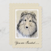 シェットランド絵画シェプドッグの写真 – かわいいオリジナルドッグアート 招待状 (正面/裏面)