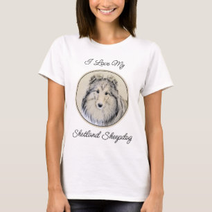 シェットランド絵画シェプドッグの写真 – かわいいオリジナルドッグアート Tシャツ