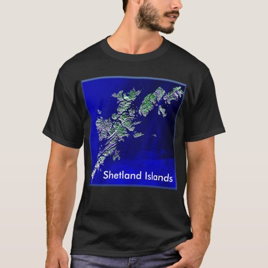 シェットランド諸島地図メンズダークベーシックTシャツ Tシャツ (正面)