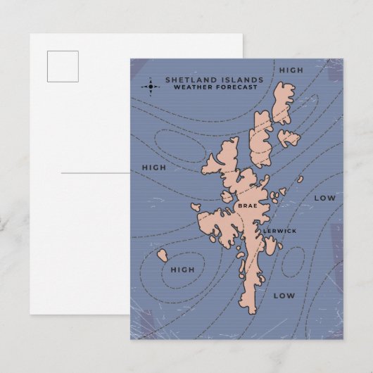 シェットランド諸島天気予報マップ インビテーションポストカード (正面/裏面)