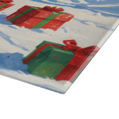 シェットランド走シェプドッグのクリスマス帽で雪 カッティングボード (角)