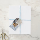 シェットランド・シェプドッグが雪のクリスマスを過ごした ギフトタグ (より糸付き)