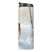 シェットランド・シェプドッグが雪のクリスマスを過ごした タンブラー (回転右)