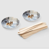 シェットランド・シェプドッグが雪のクリスマスを過ごした ハンドファン (組立なし)