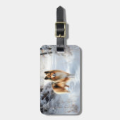 シェットランド・シェプドッグが雪のクリスマスを過ごした ラゲッジタグ (正面縦)