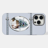 シェットランド・ シープドッグかわいいブルークリスマスホリデー iPhoneケース (裏面横)