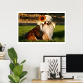 シェットランド・ シープドッグと帽子 ポスター (ホームオフィス)