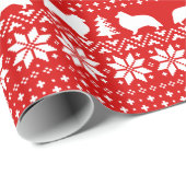 シェットランド・シープドッグのクリスマスのセーターパターン赤 ラッピングペーパー (ロールコーナー)
