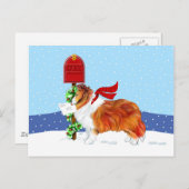 シェットランド・シープドッグのクリスマス郵便クロテン シーズンポストカード (正面/裏面)