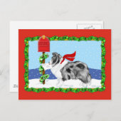 シェットランド・シープドッグのクリスマス郵便Biの青 シーズンポストカード (正面/裏面)