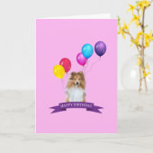 シェットランド・シープドッグのシェットランド・シープドッグのハッピーバースデーカード カード (黄色い花)