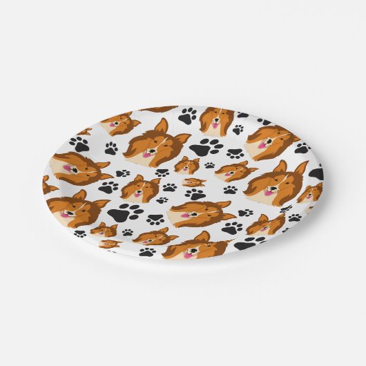 シェットランド・シープドッグのスコットランドのシェットランド・シープドッグ犬の子犬の足 ペーパープレート (アングル)