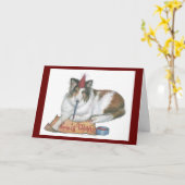 シェットランド・シープドッグのバースデー・カード カード (黄色い花)