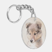 シェットランド・シープドッグの子犬の絵画元の犬の芸術 キーホルダー (正面左)