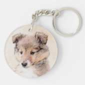 シェットランド・シープドッグの子犬の絵画元の犬の芸術 キーホルダー (裏面)
