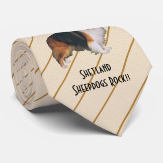 シェットランド・シープドッグの石!!! -両側のタイを印刷しました ネクタイ