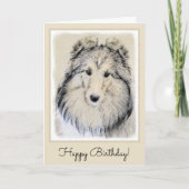 シェットランド・シープドッグの絵画-かわいい元の犬の芸術 カード (正面)