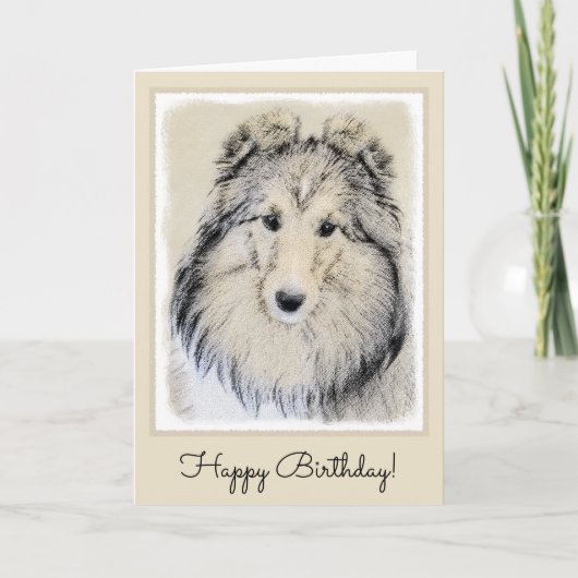 シェットランド・シープドッグの絵画-かわいい元の犬の芸術 カード (正面)